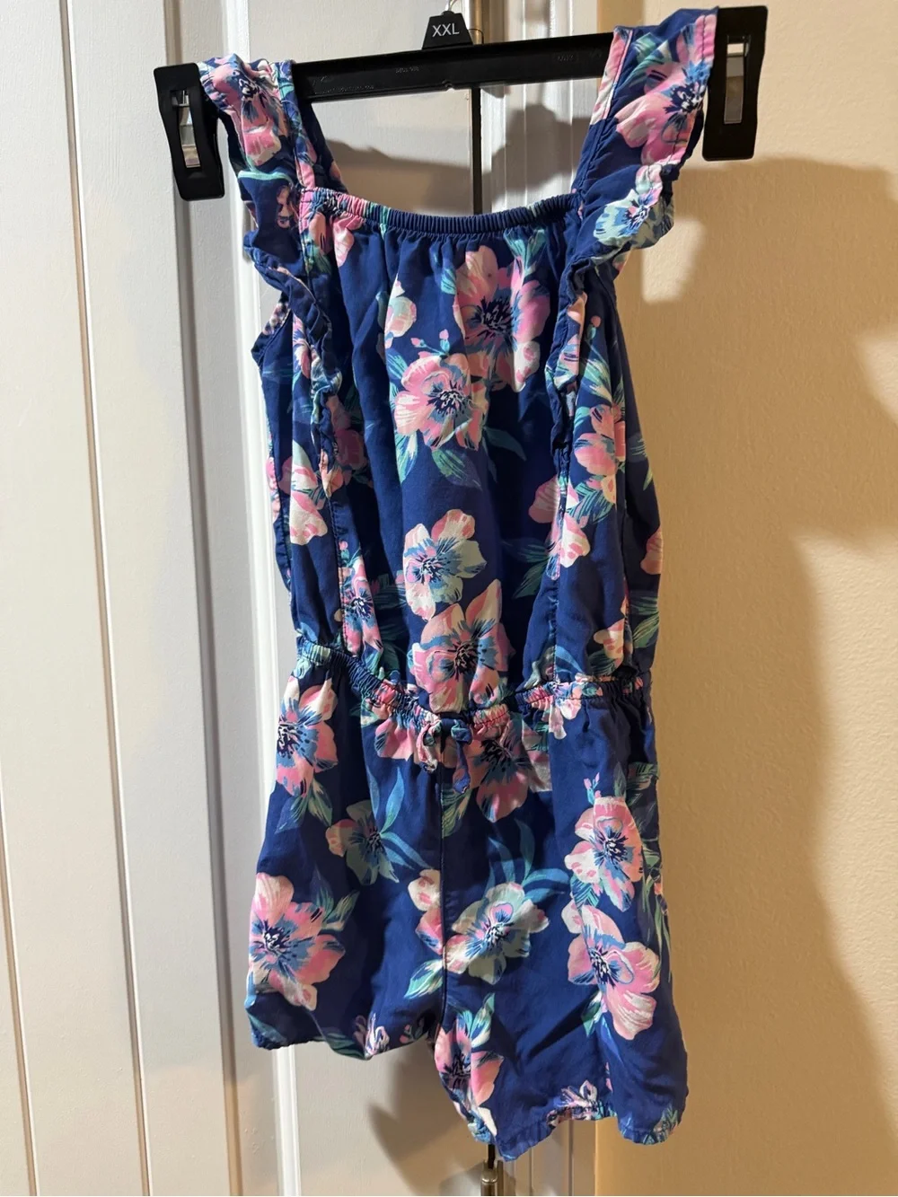 OshKosh B'gosh Navy Floral Romper with Pink & Teal Flowers